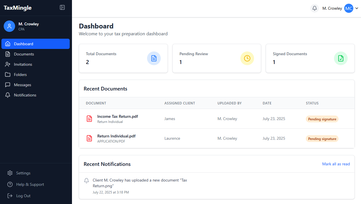 TaxMingle Dashboard Design Slider Image